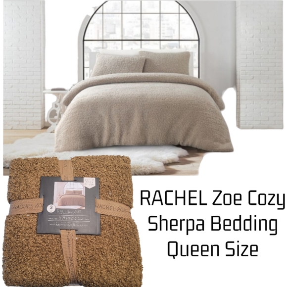 Rachel Zoe Sherpa Cozy PLUSH Full/QUEEN Size Comforter 3 Piece set - Picture 9 of 9